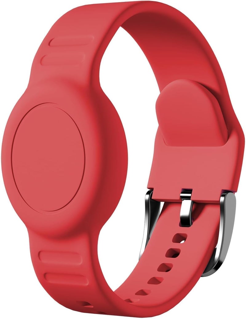 Foweroty for AirTag Bracelet for Kids, Waterproof Cute Print for Air tag Holder for Kids with Soft Silicone Full Coverage Anti-Lost Hidden for Airtag Wristband Accessories for Child, Red - Image 1